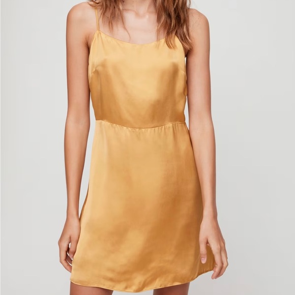 Aritzia Olive green satin dress - Picture 3 of 5